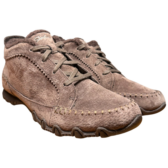 SKECHERS Bikers Lineage Women's 6 Moc Toe Chocolate Suede Chukka Lace Up Boot - Picture 1 of 15